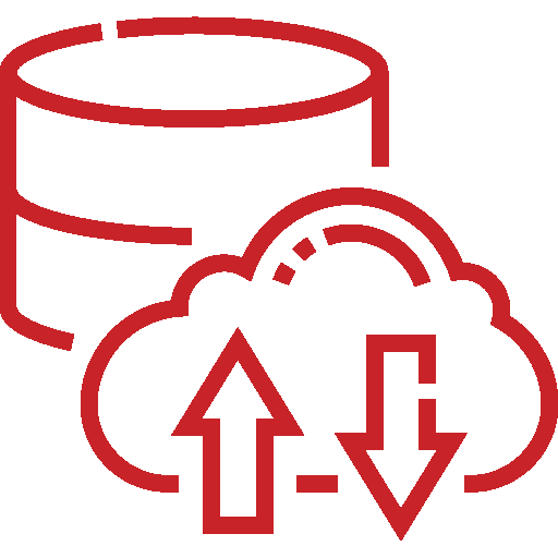 Webhosting & Verwaltung- Icon - rotes Symbol auf transparenten Hintergrund