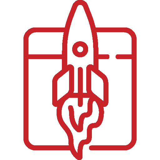 Fertigstellung & Betreuung - Icon - rotes Symbol auf transparenten Hintergrund
