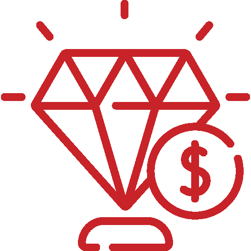 Angebot & Preisgestaltung - Icon - rotes Symbol auf transparenten Hintergrund