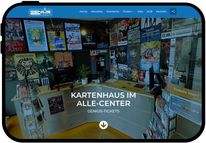 Magdeburg Kartenhaus - Genius Tickets - Webdesign Tablet