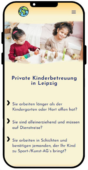 smartphone webdesign private kinderbetreuung in leipzig