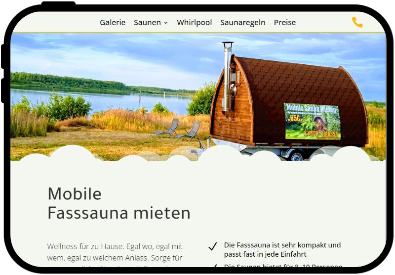 tablet webdesign mobile fassauna mieten