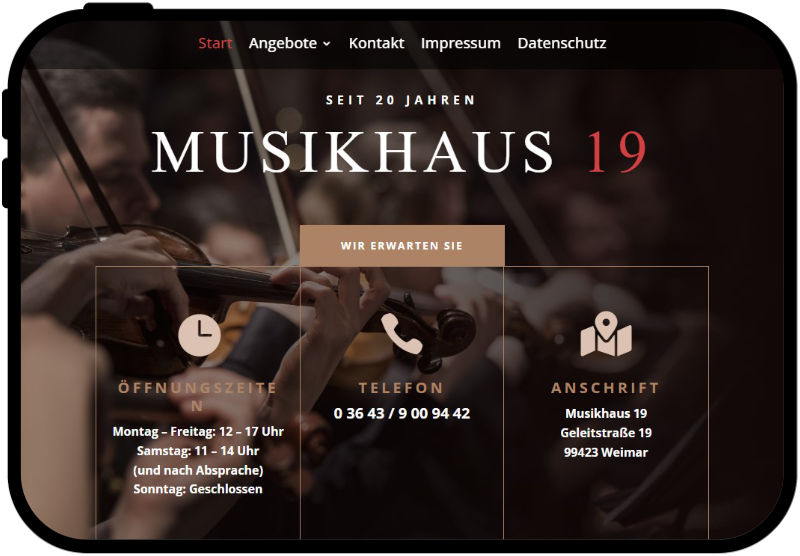 tablet webdesign musikhaus19 notenladen